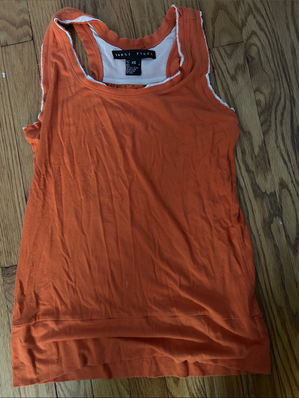 Yansi Fugel Bright Orange Layered Racerback Tank XS